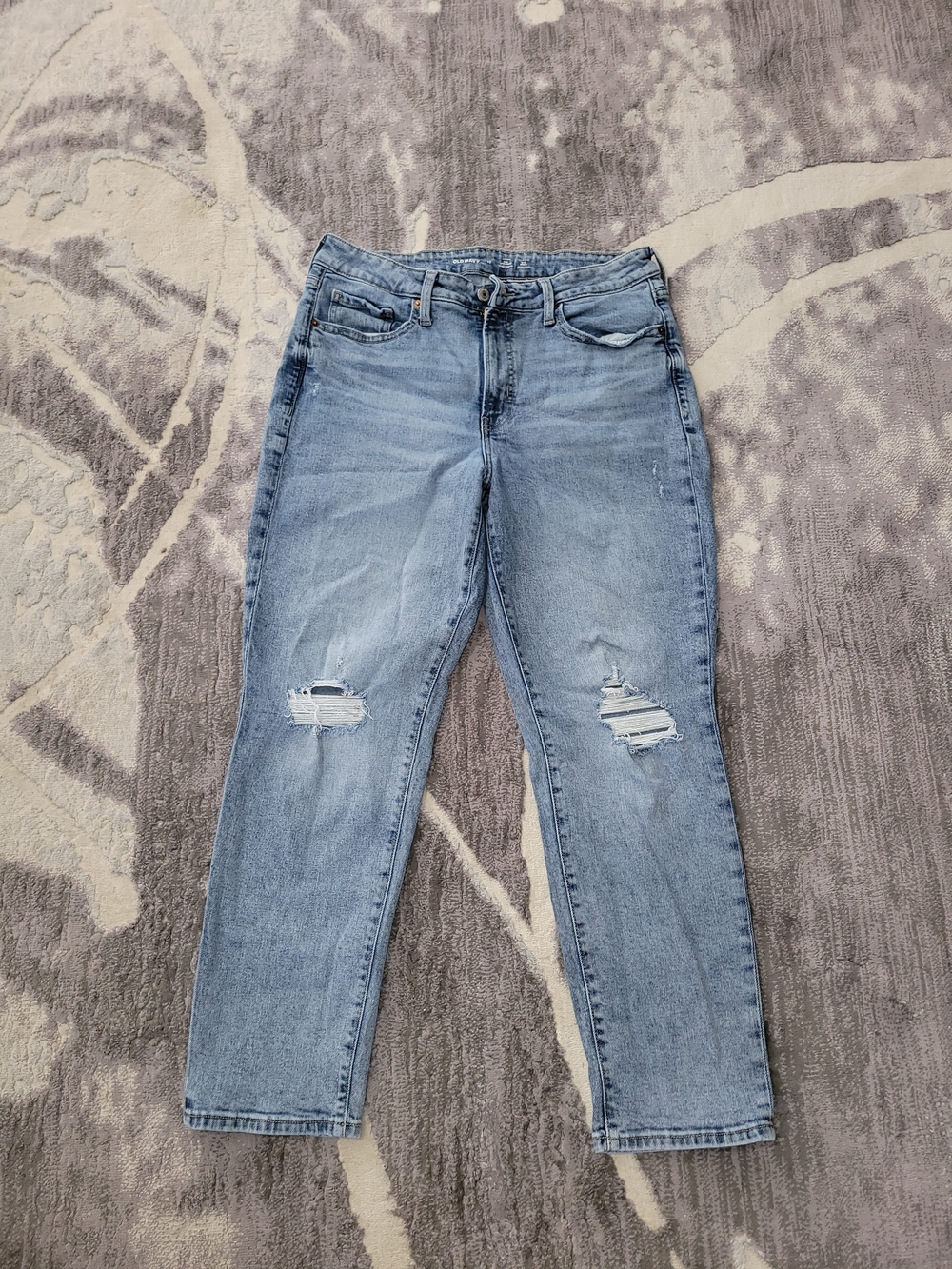 Old Navy High Rise Stright Leg Distressed Light Blue Women Jeans Size 12